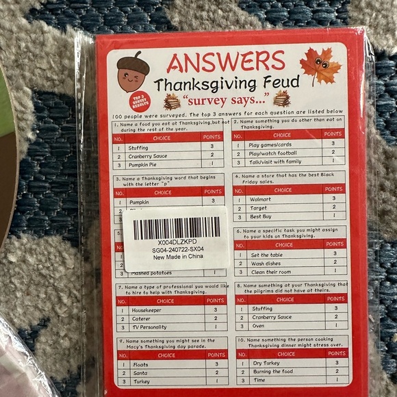 Thanksgiving Bundle Of 3 Wall Decor Napkins Games Brand New - Picture 3 of 6